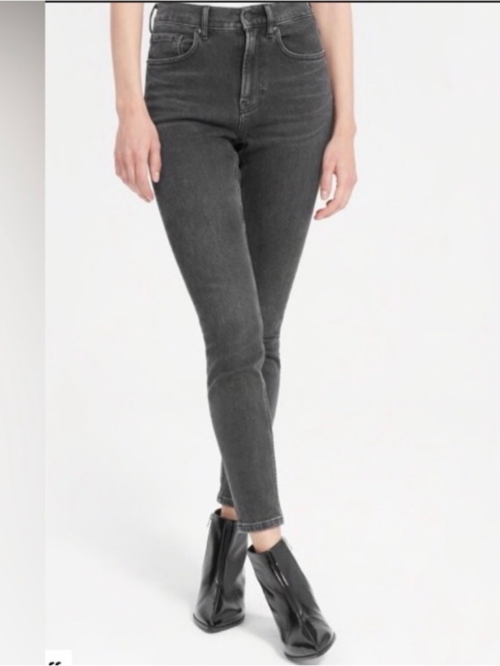 Everlane High Rise Skinny Jeans Faded Black Gray Wash 90s Minimalist Denim 25